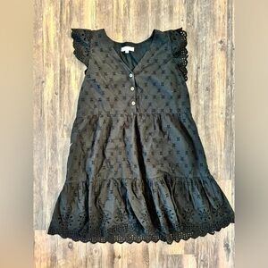 Loft Black Eyelet Dress, 100% cotton, size 12